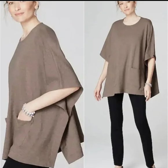 J. Jill Tops - J.Jill Pure Jill Driftwood Heather Poncho pockets XSP NWT sealed fits S/M petite